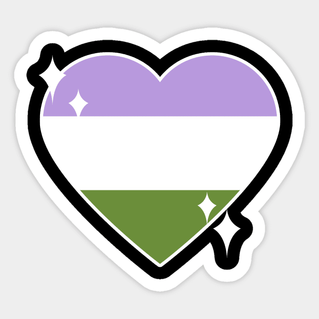 Kawaii Pride Collection - Genderqueer Sticker by rewordedstudios